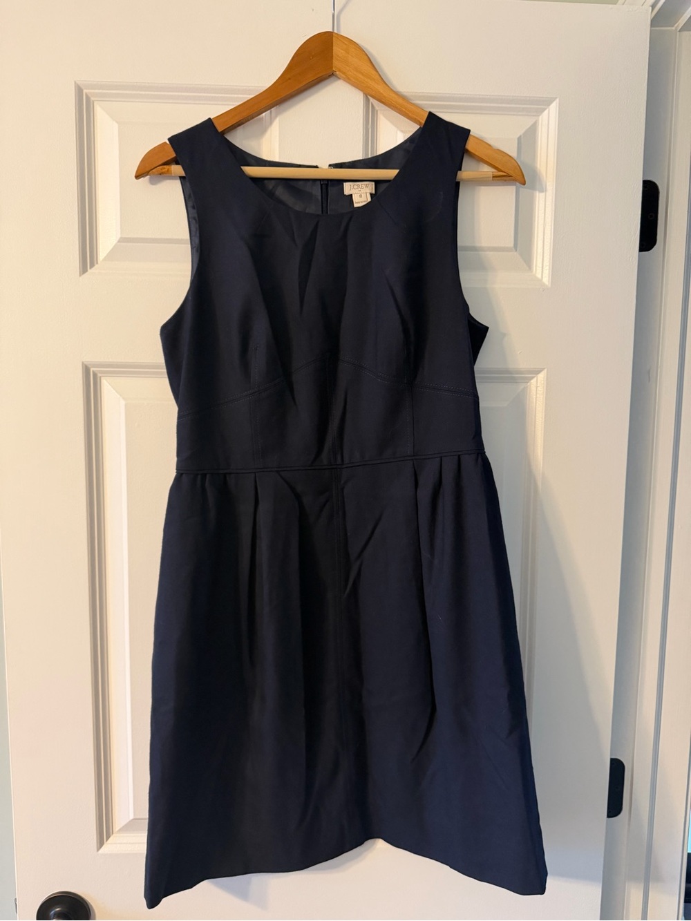 J. Crew Navy Sleeveless Fit-and-Flare Midi Dress